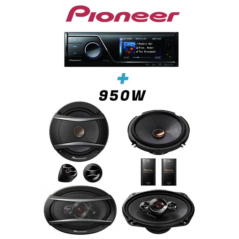 KIT Pioneer Autoradio + Haut Parleurs 950W