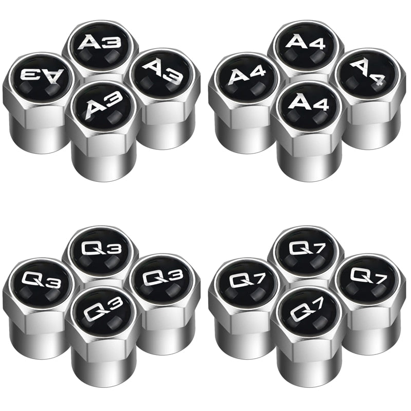 4 pièces Bouchon de Valve Voiture pour Audi A1 A3 RS3 A4 A5 A6 A7 RS7 A8 Q3  Q5 Q7 R8 Série Valve Pneu Voiture, Bouchon de Valve, Capuchon de Valve Auto