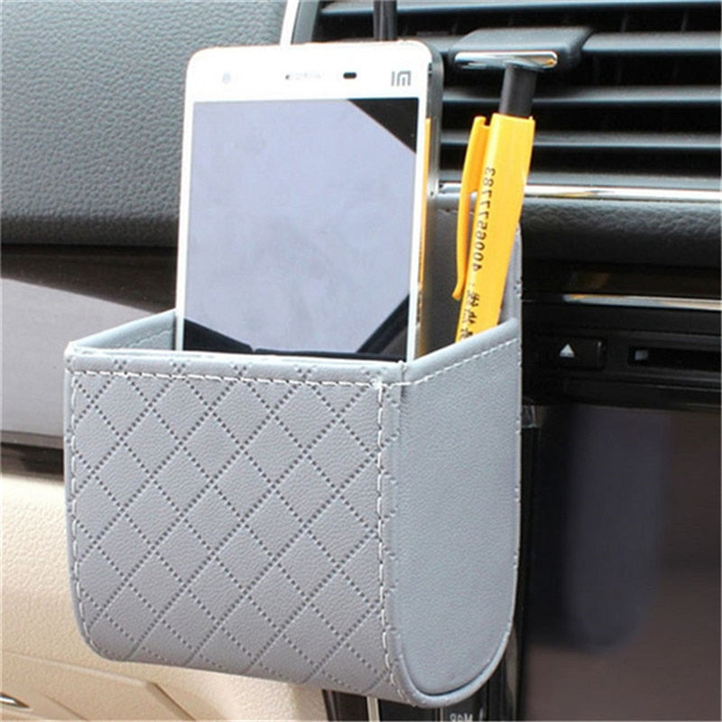 Mini boîte de rangement en cuir pour voiture